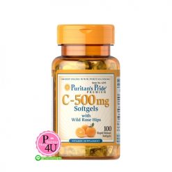 Puritan's Pride C-500mg Softgels with Wild Rose Hips 100 Tablets Vitamin C