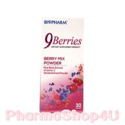 Hỗn hợp 9 quả mọng, da trắng, 30 viên Bột quả mọng, hỗn hợp bột quả mọng với chiết xuất vỏ cây thông, cà chua, vitamin C